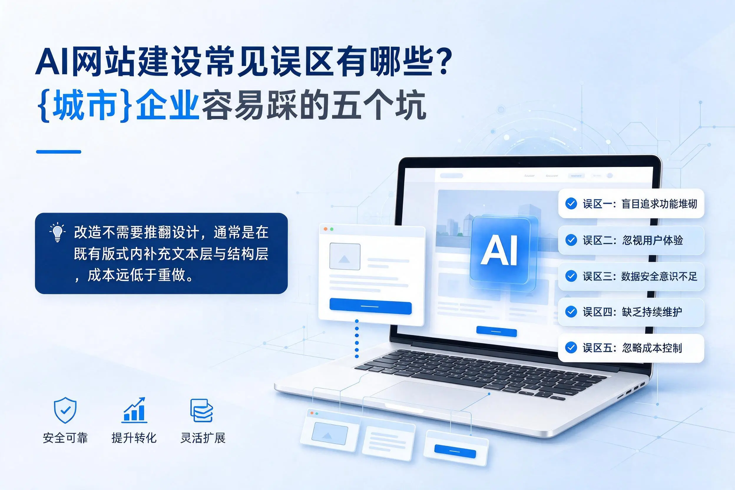 AI网站建设常见误区有哪些?南平企业容易踩的五个坑