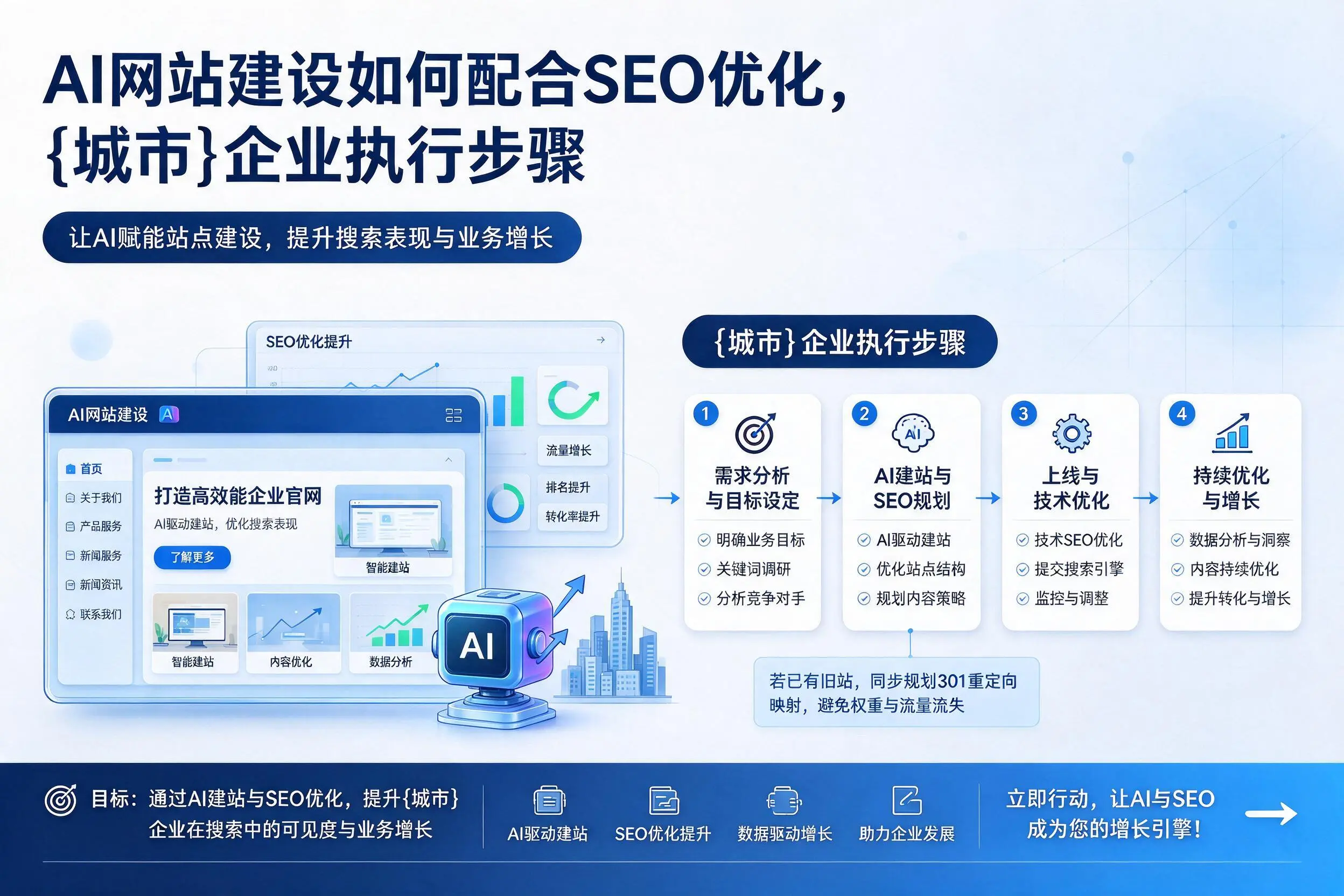 AI网站建设如何配合SEO优化,南平企业执行步骤